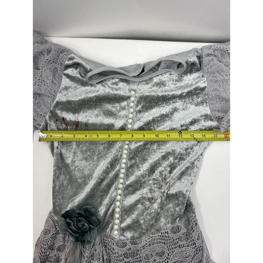 Spirit Halloween Costume Child XL (14-16) Silver‎ Zombie Bride Faux Blood Stains
